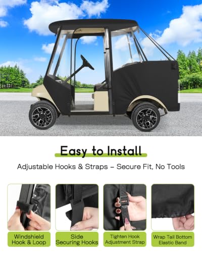 4 Passenger Golf Cart Enclosure for Club Car DS Short Roof (for Club Car DS 4 Passenger Short Roof / Black)