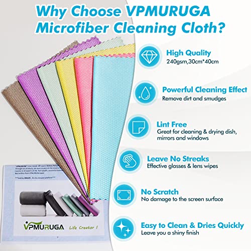 Streak Free Window Cleaning Cloth Miracle Microfiber Cloths for Glass (6 Color Assorted 12p)