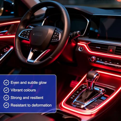 EL Wire Interior Car LED Strip Lights (Red)