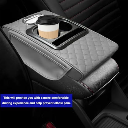 Car Center Console Armrest Pillow (Embroidered, Gray)