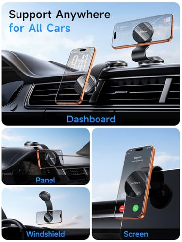 Car Phone Holder for MagSafe [360° Adjustable Memory Alloy Arm (Carbon Fiber)