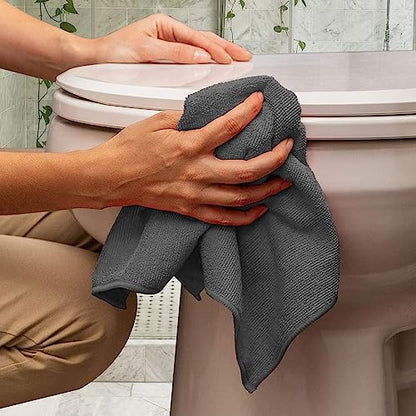 Microfiber Cleaning Cloths (Pack of 36 - 16x16 Inches / Grey)