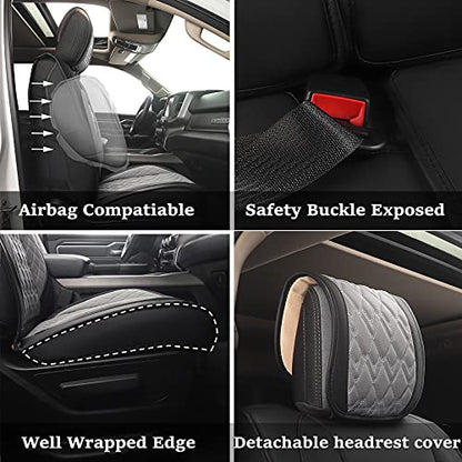 Car Seat Covers for Dodge Ram 2 Pcs Front (2 PCS Front,Black-Grey)