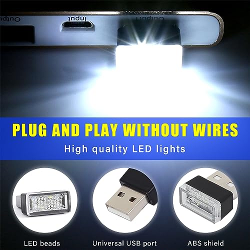 4 PCS USB LED Car Interior Atmosphere Lamp (White & Blue)