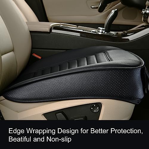 2pc Edge Wrapping Comfortable Car Front Seat Covers (Black / 2x Bottom Seat Covers)