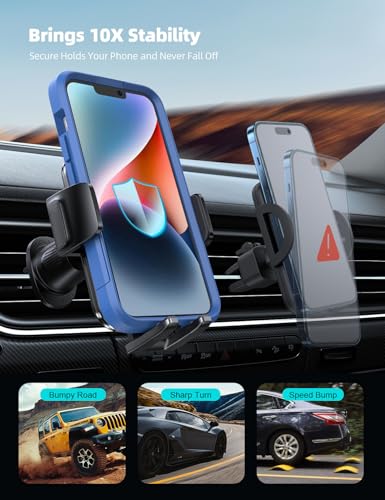 2026 Wider Clamp & Metal Hook Car Phone Holder Vent Accessories (Black)