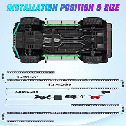 6PCS RGB LED Underglow Lights Strip with APP & Remote Control (6Pcs RGB Underglow Light)