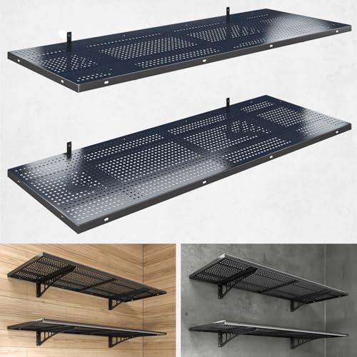 2 Pack 1.5x4ft Heavy Duty Garage Wall Shelving (Black / 1.5x4ft-2pack)