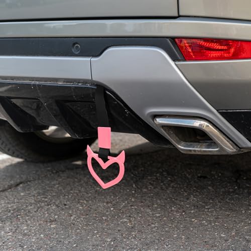 2 Pcs Devil Heart Shaped Car Handle Strap (Pink)
