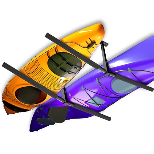 Double Ladder & Kayak Ceiling Storage Rack (Adjustable Double-Sided)