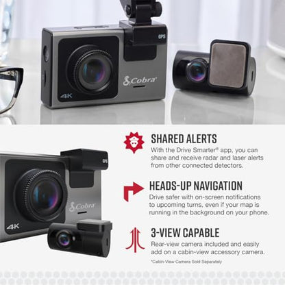 Smart Dash Cam + Rear Cam (4K Front and Rear View)