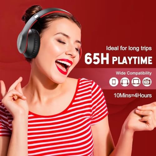 Wireless Bluetooth Headphones Over Ear V6.0 HiFi Stereo with Mic (Black)