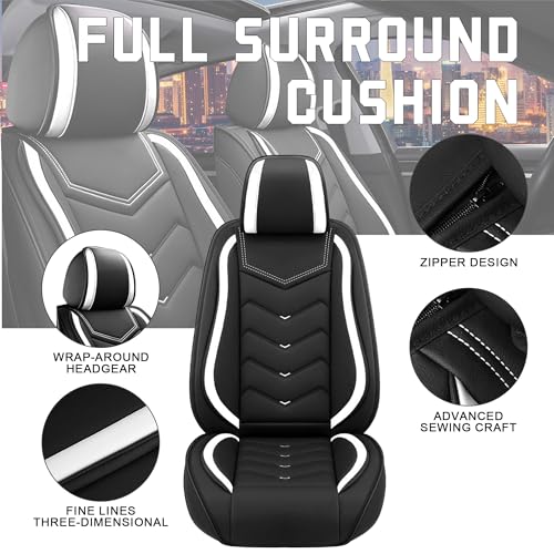 Car Seat Covers for Chrysler Pacifica 2004 (2 Pcs Front / Black White)