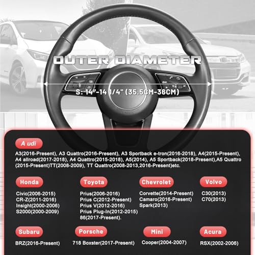 Car Steering Wheel Cover for Prius Civic Model 3 (Small size[14''-14 1/4''] / Black and Red)