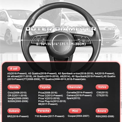 Car Steering Wheel Cover for Prius Civic Model 3 (Small size[14''-14 1/4''] / Black and Red)