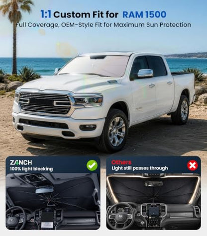 Windshield Sun Shade Umbrella Custom Fit for Ram 1500 2011 (Ram 1500 2011-2026)
