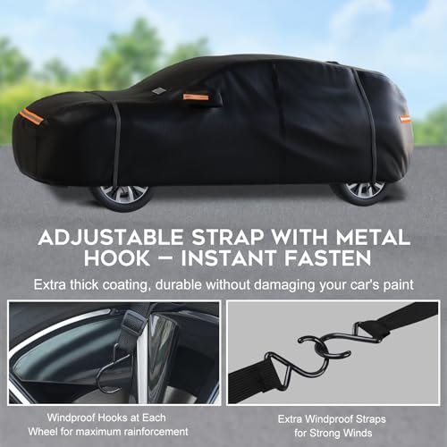 Heavy Duty SUV Car Cover Waterproof All Weather for Automobiles (Black / Fit SUV-Length (Up To 201"))