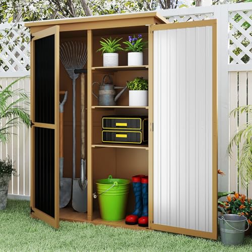 Outdoor Storage Shed with Adjustable Shelf (Brown / 46"x18.2"x68")