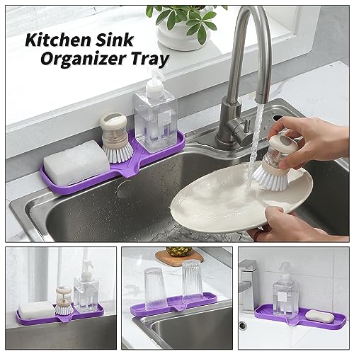 Silicone Soap Dish with Drain Spout (Purple / L(12"×4"))