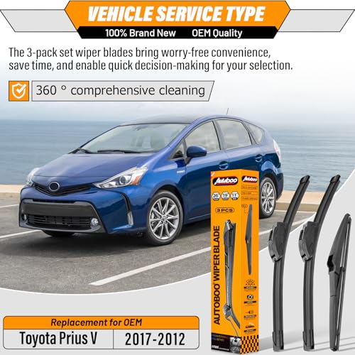 Windshield Wiper Blade Replacement for Toyota Prius V 2012 (26"+19"+11")