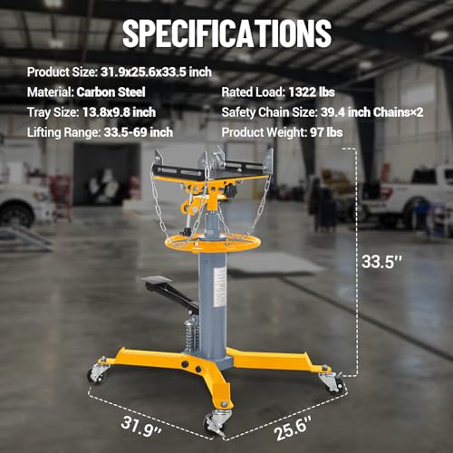Dual Plunger Hydraulic Transmission Jack 1322lbs Capacity (1322 LBS / Yellow)