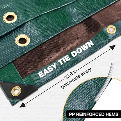 Tarp 10x12 Feet 16 Mil Heavy Duty Waterproof Tarp (Green/Brown-16mil / 10'x12')