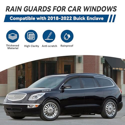 4pcs Window Visors Rain Guards for 2018 (2018-2022 Enclave)