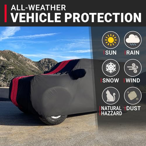 Car Cover Waterproof All Weather for 1933 (61. Master 1933-1942 / Black / Red (Stripe))