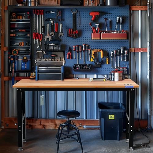 60" Adjustable Garage Workbench (60"x24" with Leveling Foot)