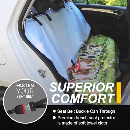 Back Seat Cover for Car Trucks Van SUV Jeep (Rear Bench Seat Towel / Dog Print)