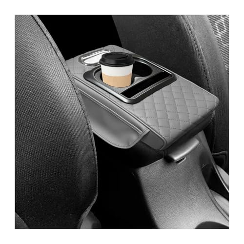 Car Center Console Armrest Pillow (Embroidered, Gray)