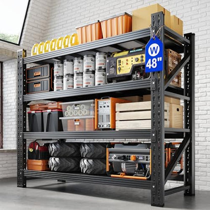 48" W Metal Garage Storage Shelves (48"Wx24"Dx69"H)