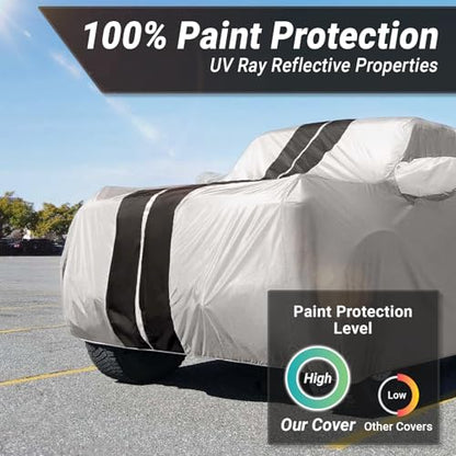SUV Car Cover All Weather for 1990 (Light Gray / Black (Stripe) / 48. Blazer S10 4-Door 1990-1994)