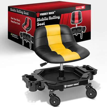 Rolling Stool with Wheels (Yellow)
