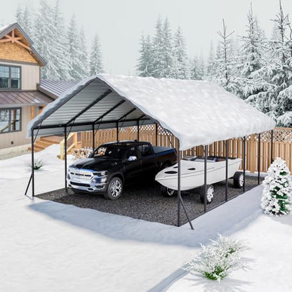 20x24 ft Heavy Duty Metal Carport (White / 20x24ft)