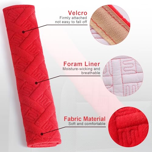2 Pack Universal Car Seat Belt Pads Cover for A More Comfortable Driving (red)