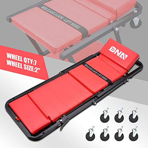 TOOLS 00192 48" 2 IN 1 Folding Rolling Garage Shop Creeper Roller Seat (Red / 48 Inches)
