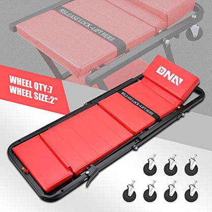 TOOLS 00192 48" 2 IN 1 Folding Rolling Garage Shop Creeper Roller Seat (Red / 48 Inches)
