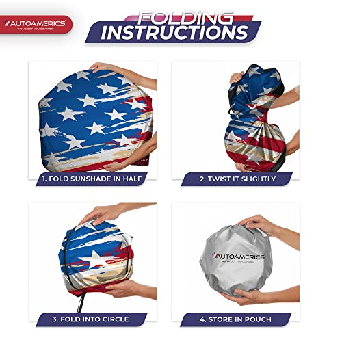 1 Piece Windshield Sun Shade USA Art Flag (USA ART FLAG-1 / LARGE = 64 x 33.5 inches)