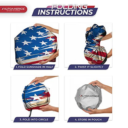 1 Piece Windshield Sun Shade USA Art Flag (USA ART FLAG-1 / LARGE = 64 x 33.5 inches)