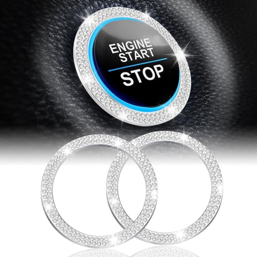 2 PCS Crystal Double Rhinestone Car Engine Start Stop Decoration Ring (Double White)