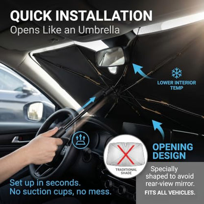 Car Windshield Sun Shade (1 PC / Black & Silver #1)