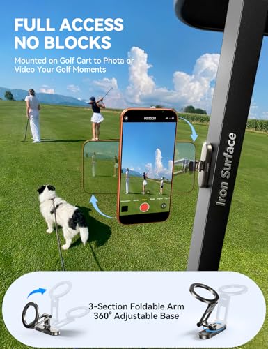 Upgraded Magnetic Golf Cart Phone Holder (Titanium Black)