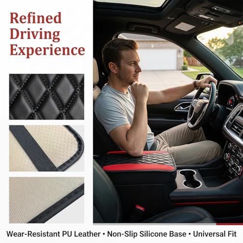 Car Center Console Pad (Black Red)