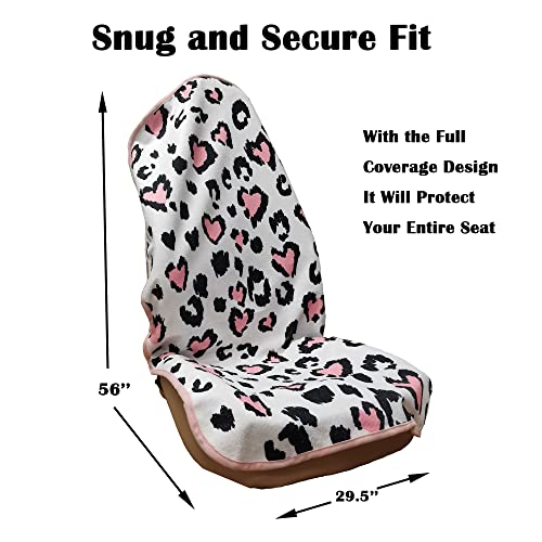 Car Seat Cover Protector Front Seats (2Pcs Front Seat Towel / Leopard Print)