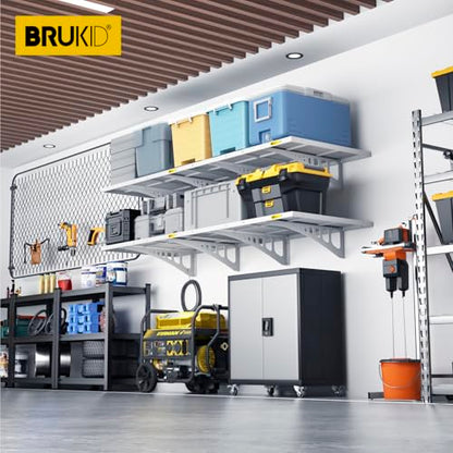 4Pack 2x3ft Adjustable Metal Garage Wall Shelving Heavy Duty Garage Storage Shelf Wall Mounted White (2x3ft-4Pack / White)