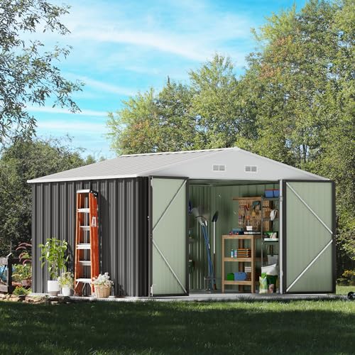 10x8 FT Outdoor Storage Shed (Gray / 10x8 FT)