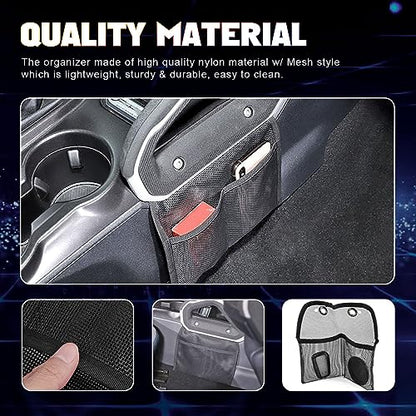 Car Interior Center Console Side Passenger Seat Gap Pocket Organizer Grab Handle Mesh Storage Bag Accessories