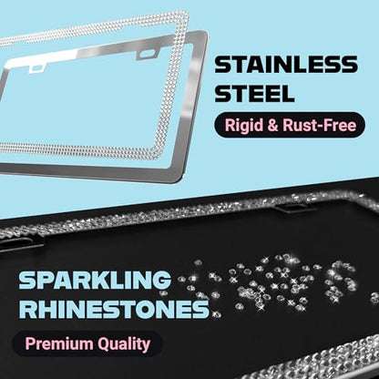 Dazzling Bling License Plate Frame for Women (Clear / 1 Piece)