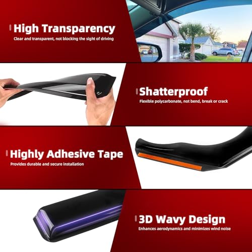 in Channel Window Visors Rain Guards Fit for Toyota Highlander 2014 (For 2014-2019 Highlander)